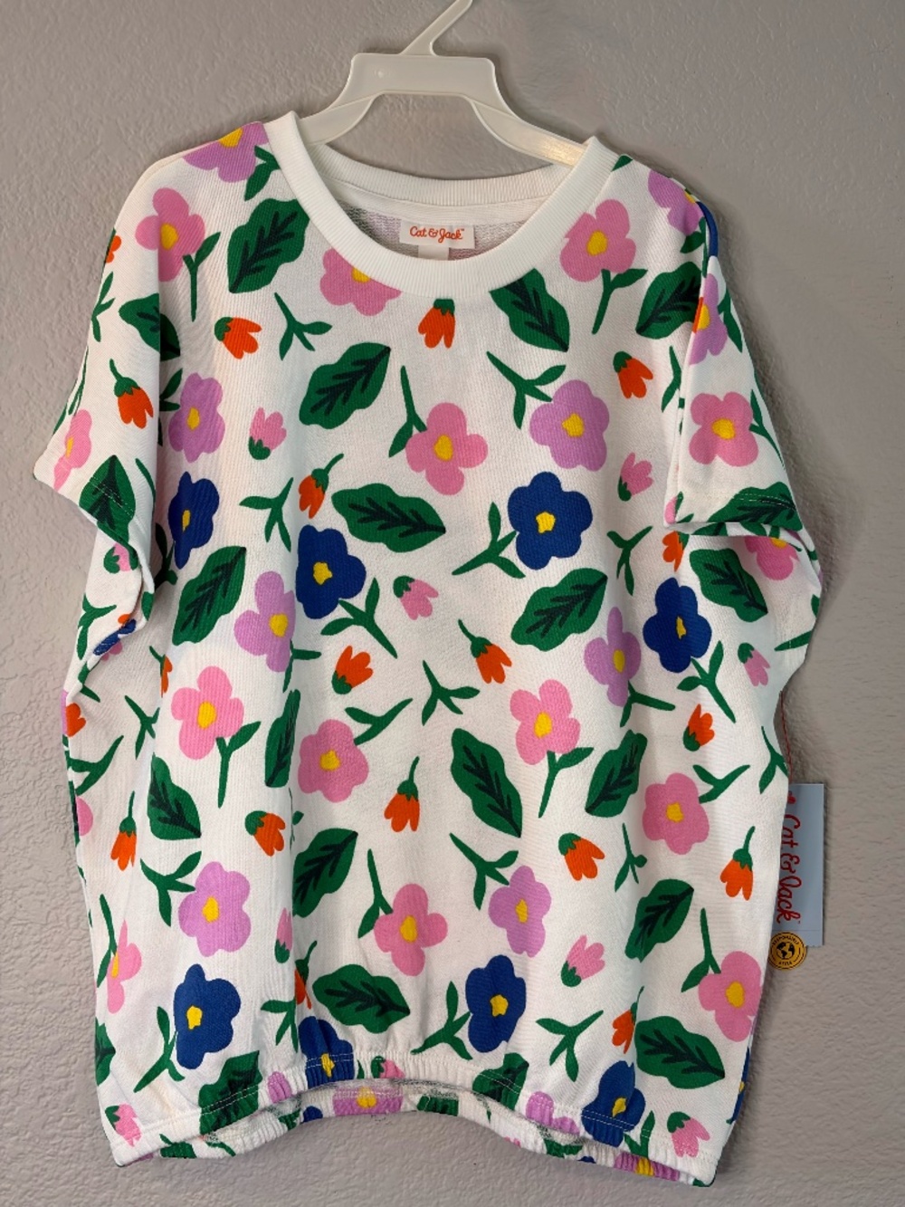Cat & Jack Girls Cream Multi Floral Size XL (14) Top - Picture 1 of 3